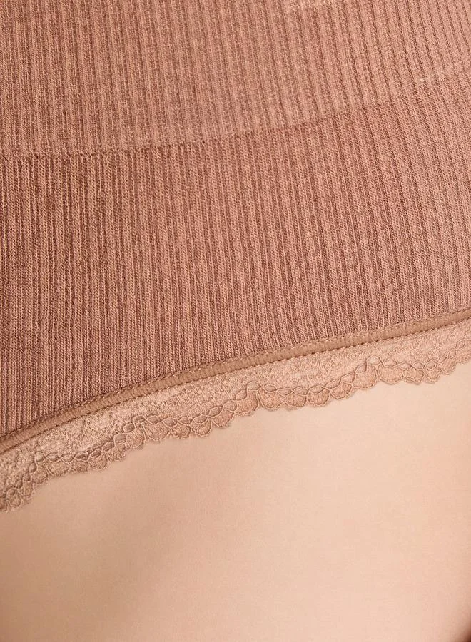 سبلاش فيڤ سراويل بيكيني مضلعة مع تطريز دانتيل