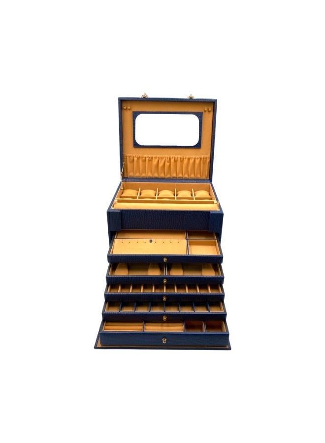 LAVERI LEATHER Genuine Leather Jewellery Box Blue - Image 3