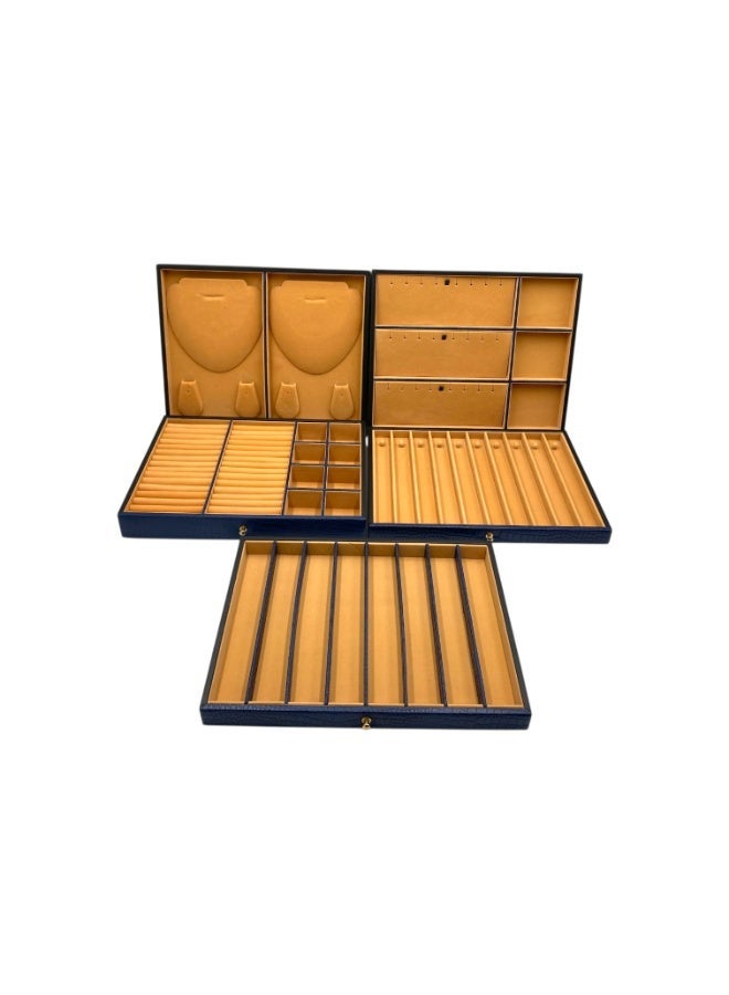 LAVERI LEATHER Genuine Leather Jewellery Box Blue - Image 4