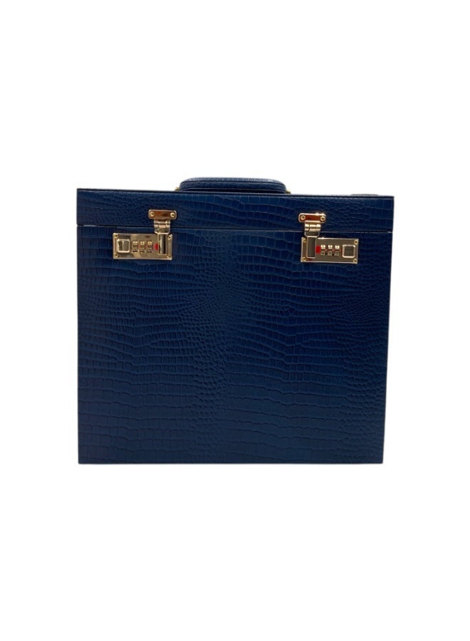 LAVERI LEATHER Genuine Leather Jewellery Box Blue - Image 5