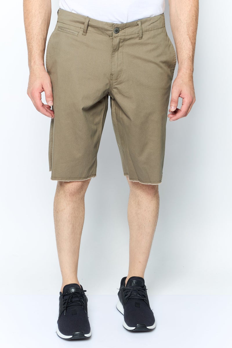 Paperbacks Men Regular Fit Solid Basic Shorts, Olive - Image 1