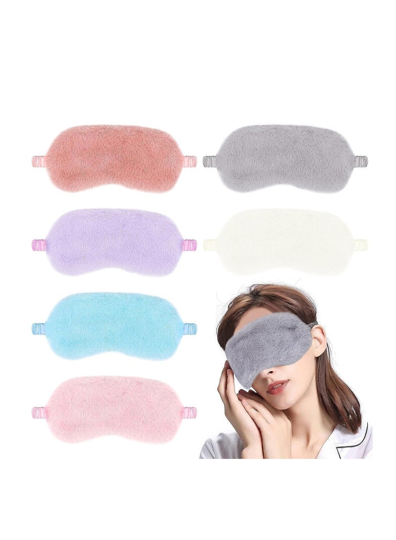 Y&D Soft Silk Eye Masks for Women Comfortable Blackout Blindfold Covers with Elastic Strap - Fluffy Cover Relaxing Sleep 6-Pack - Image 1