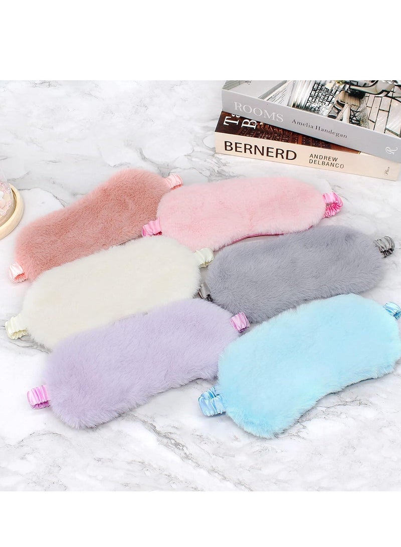 Y&D Soft Silk Eye Masks for Women Comfortable Blackout Blindfold Covers with Elastic Strap - Fluffy Cover Relaxing Sleep 6-Pack - Image 4