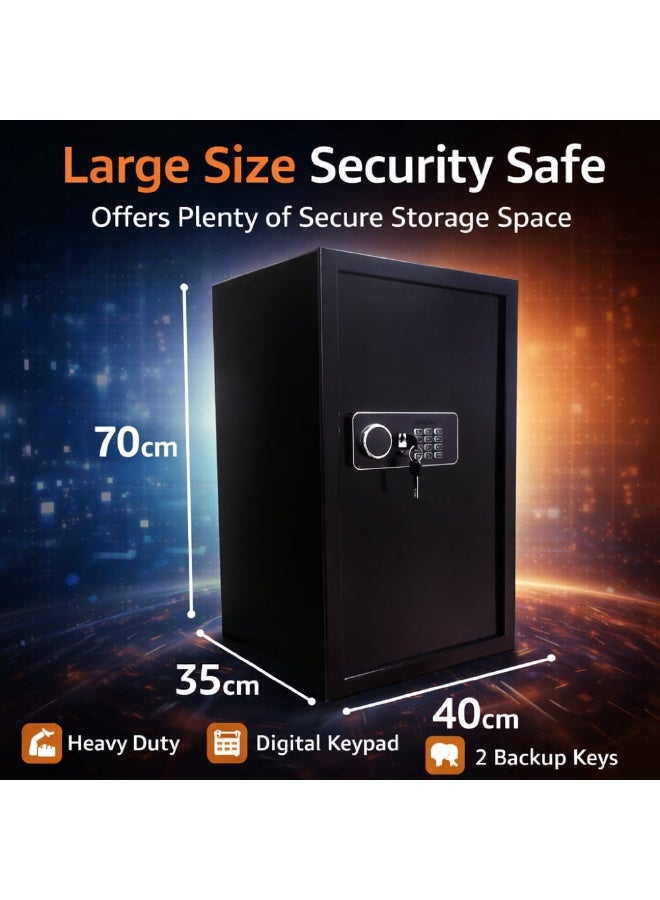 MAMATOONS Safe Box Large 70cm Height Digital Keypad and Key Lock,Steel Security Locker with Password Protection for Money Files folder Documents Jewelry Home & Office Size (70x40x35cm) - Image 2