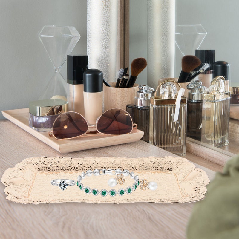 Iron Jewelry Tray Perfume Tray Multi-purpose Cosmetics Tray Table Serving Tray - Image 3