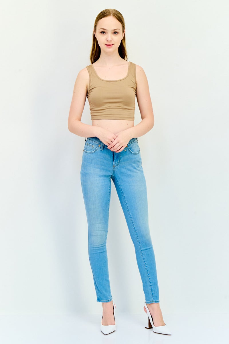 Universal Thread جينز دنيم ضيق للنساء بقصة مريحة، غسول، قابل للتمدد، طول عادي، أزرق فاتح - Image 4