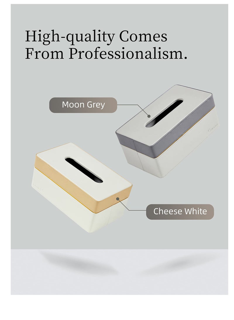 Excefore Tissue Box, Rectangular PU Leather Tissues Box Holder, Napkin Facial Tissues Holder Dispenser, for Car, Bathroom, Office, Home Decor - Apricot Cream (1 pcs) - Image 5