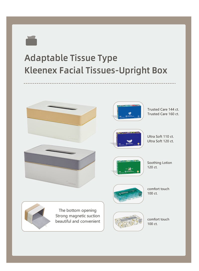 Excefore Tissue Box, Rectangular PU Leather Tissues Box Holder, Napkin Facial Tissues Holder Dispenser, for Car, Bathroom, Office, Home Decor - Apricot Cream (1 pcs) - Image 4