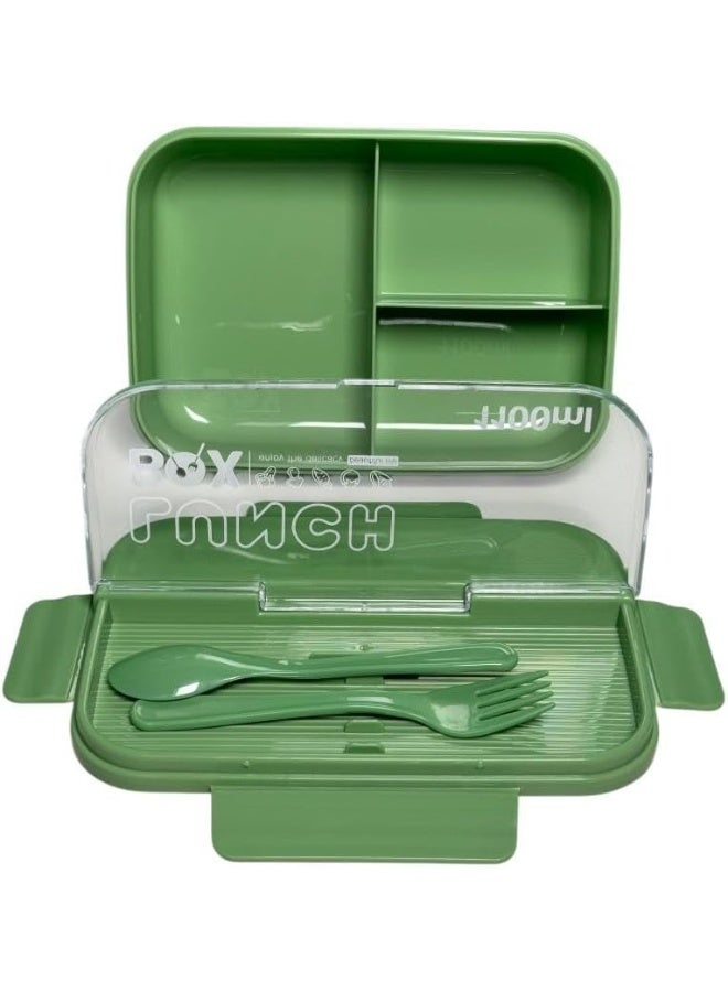 QSHOP Kids Lunch Box - 3 Compartments + Cutlery (Spoon & Fork) Ideal for School, Lessons, Club & Kids Activities It is the perfect solution for organizing your child's meals  - Image 2