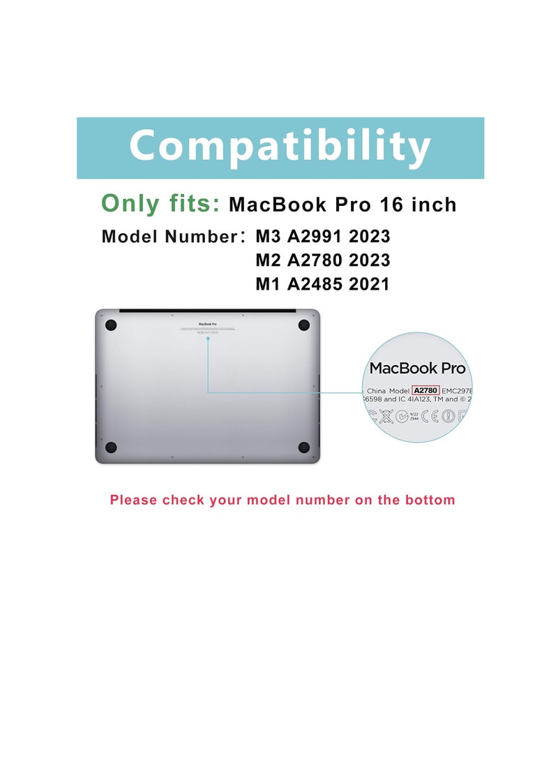 Generic Case Compatible For New Macbook Pro 16 inch M3 A2991 M2 A2780 M1 A2485 Pro 2024-2021 Release Plastic Hard Shell Cover for MacBook Pro 16 Inch Color Black  - Image 4