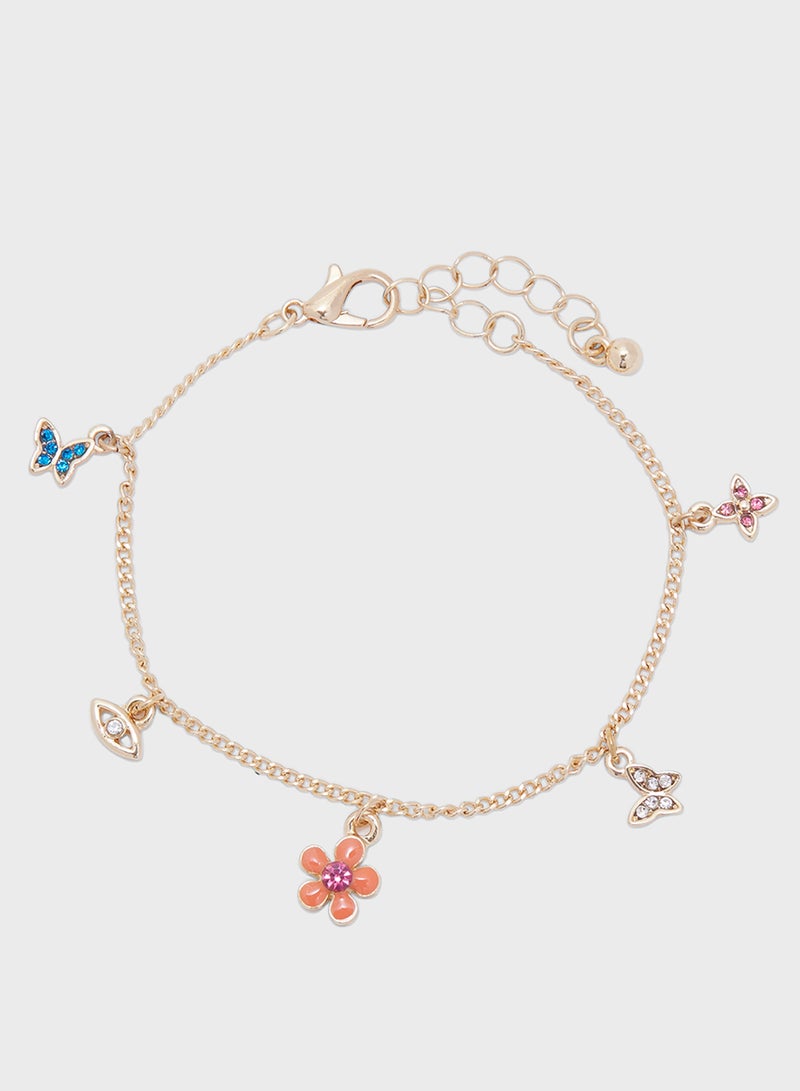 Ginger Floral Butterfly Charm Bracelet - Image 1