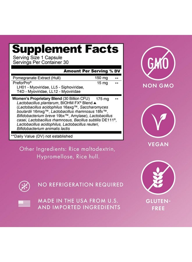 BIOHM Probiotics for Women, 30 Billion CFU, 9 Strains (30 Count) Helps Support Total Gut Health, Digestive & Immune System, Vaginal Probiotic for Urinary Tract & Vaginal Health, 30 Day Supply - Image 2