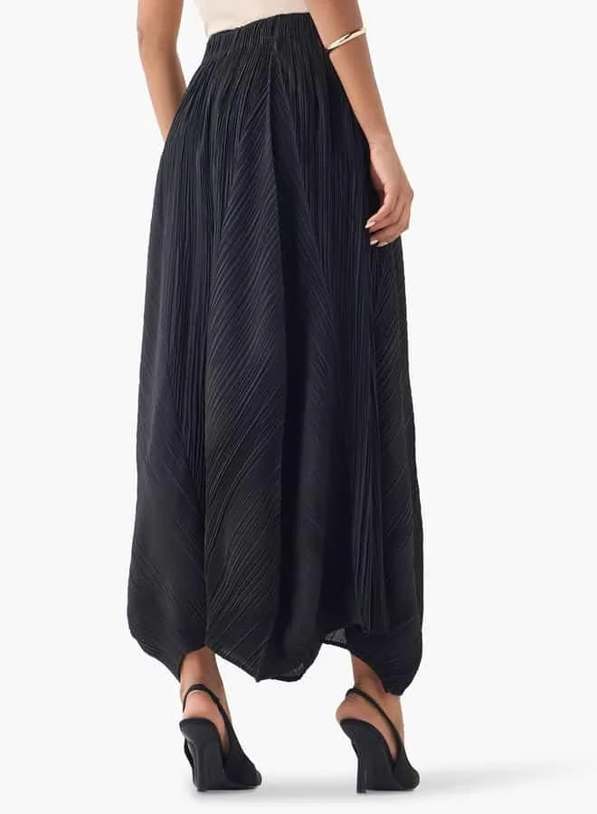 Iconic Iconic Pleated Plisse Pants with Elasticated Waistband