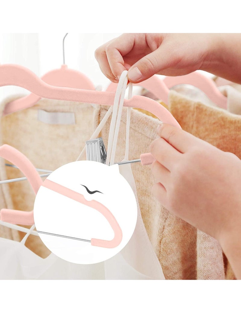 Red Dot Gift 20-Pack Pink Non-Slip Velvet Hangers with Clip 42.5cm/16.8 Inch- 360 Degree Rotatable Hook – Durable & Slim – Non Slip Hangers for Coat Hangers – Pant Hangers.  - Image 4