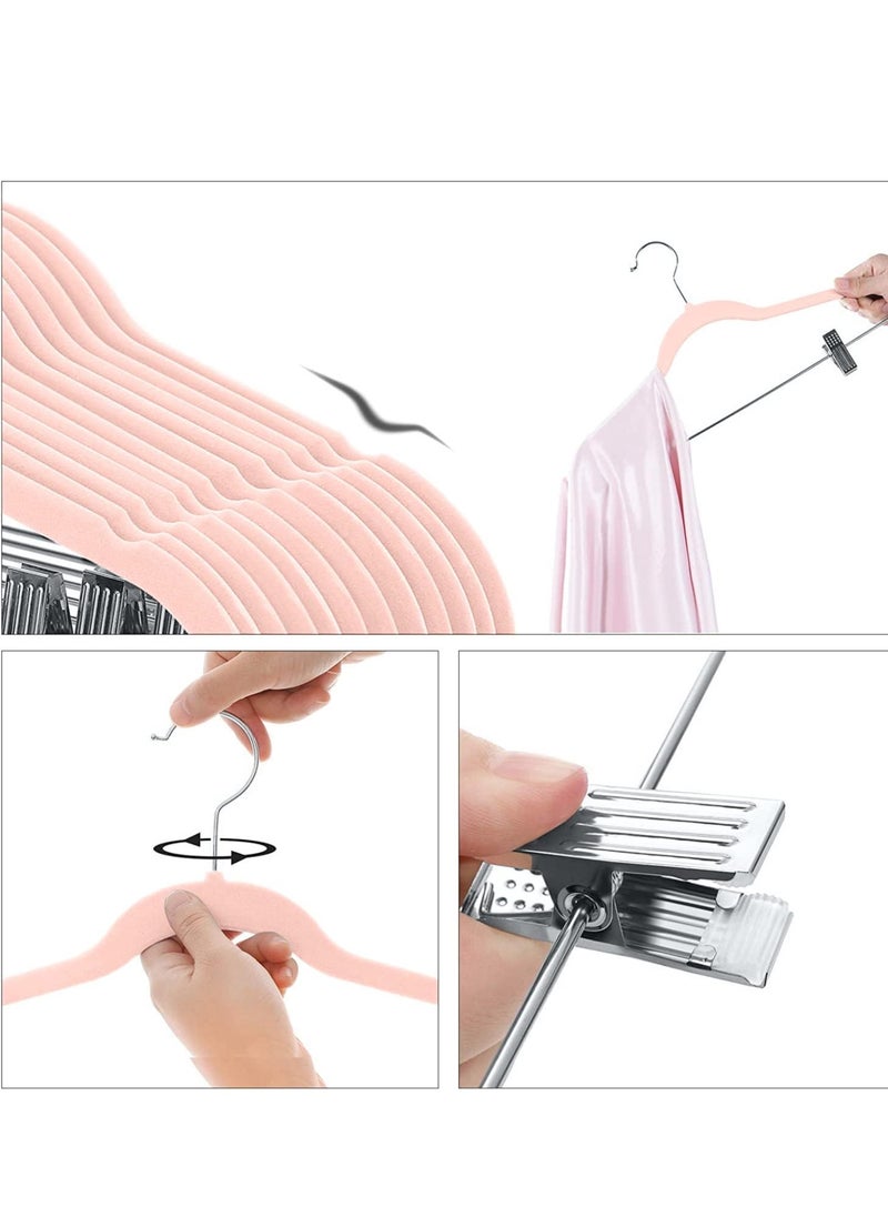 Red Dot Gift 20-Pack Pink Non-Slip Velvet Hangers with Clip 42.5cm/16.8 Inch- 360 Degree Rotatable Hook – Durable & Slim – Non Slip Hangers for Coat Hangers – Pant Hangers.  - Image 3
