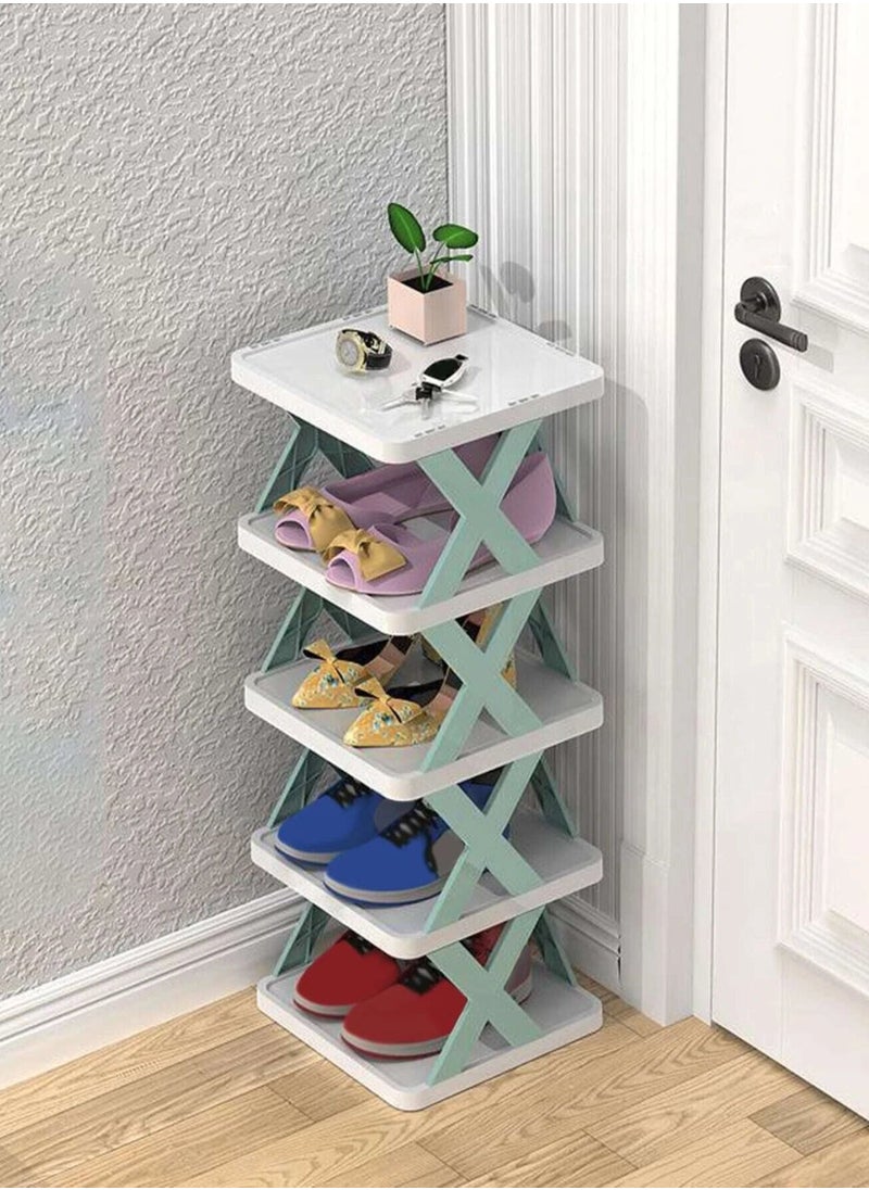 ALMUFARREJ - Plastic Multi-Functional Shoe Storage Rack 26X24X65 Cm 5 Shelves 5 Pairs Of Shoes - Image 1
