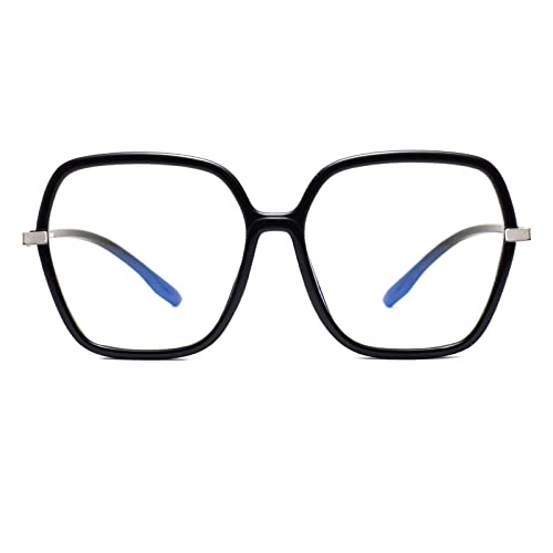 Peter Jones Oversized Square Black Blue Light Blocking Computer Glasses for Women/Girls (AG20509B) - Image 1