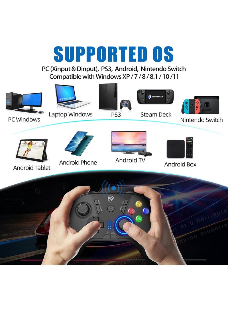 EasySMX Classic Gamepad EasySMX 9110 Wireless Gaming Controller for PC/Switch/Steam Deck/Android/Laptop/PS3/Android TV BOX with Turbo Function Dual Vibration 2.4GHz Wireless Key Combinations Battery 600mAh Up to 14 Hours Plug and Play Gamepad Joystick with 4 Customized Keys Asymmetric Button Layout Light Weight Ergonomics and Anti-Slip Design - Image 4