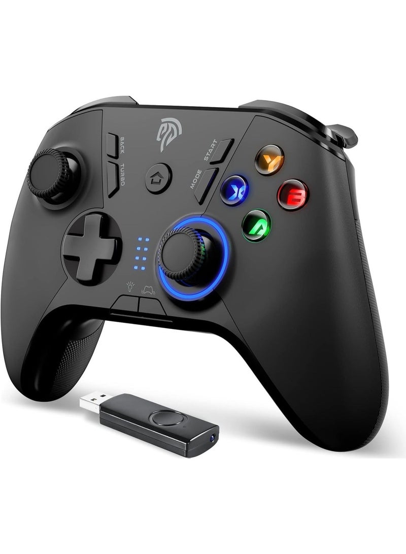 EasySMX Classic Gamepad EasySMX 9110 Wireless Gaming Controller for PC/Switch/Steam Deck/Android/Laptop/PS3/Android TV BOX with Turbo Function Dual Vibration 2.4GHz Wireless Key Combinations Battery 600mAh Up to 14 Hours Plug and Play Gamepad Joystick with 4 Customized Keys Asymmetric Button Layout Light Weight Ergonomics and Anti-Slip Design - Image 2