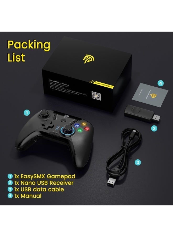 EasySMX Classic Gamepad EasySMX 9110 Wireless Gaming Controller for PC/Switch/Steam Deck/Android/Laptop/PS3/Android TV BOX with Turbo Function Dual Vibration 2.4GHz Wireless Key Combinations Battery 600mAh Up to 14 Hours Plug and Play Gamepad Joystick with 4 Customized Keys Asymmetric Button Layout Light Weight Ergonomics and Anti-Slip Design - Image 3