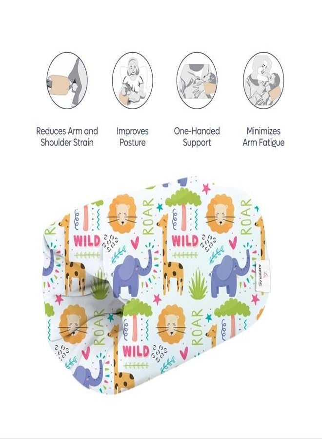 ADMIRAE Arm Feeding Pillow for Baby, Soft Nursing Pillow for Comfortable Feeding | Easy-to-Wear Arm Cushion for Mom & Dad |Washable Cover |Ideal for Bottle & Breastfeeding - Animal Print - Image 5