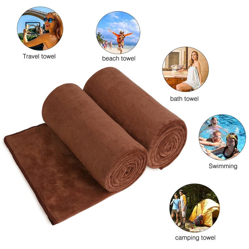 جي ام ال مناشف حمام الألياف الدقيقة JML من منشفة حمام 2 حزمة (30 "" × 60 "") ناعمة كبيرة الحجم الفائقة والتجفيف السريع متعدد الأغراض استخدام لليوغا اللياقة البدنية (بنية) - Image 4