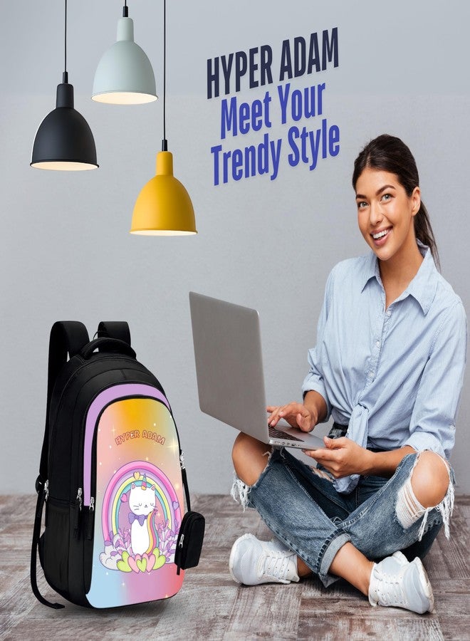 Hyper Adam Rainbow Kitty 35L Latest And Trendy Stylish Waterproof College/Casual/School Bag/Backpack For Kids, Boys, Girls, Men And Women | For Everyday Use Extra Pouch Available - Image 5