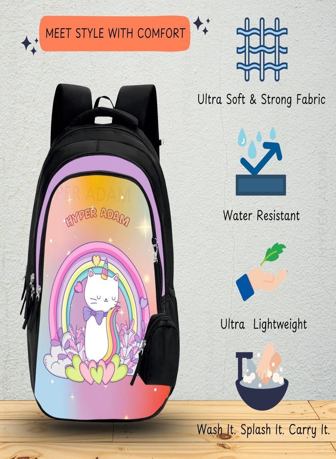 Hyper Adam Rainbow Kitty 35L Latest And Trendy Stylish Waterproof College/Casual/School Bag/Backpack For Kids, Boys, Girls, Men And Women | For Everyday Use Extra Pouch Available - Image 2