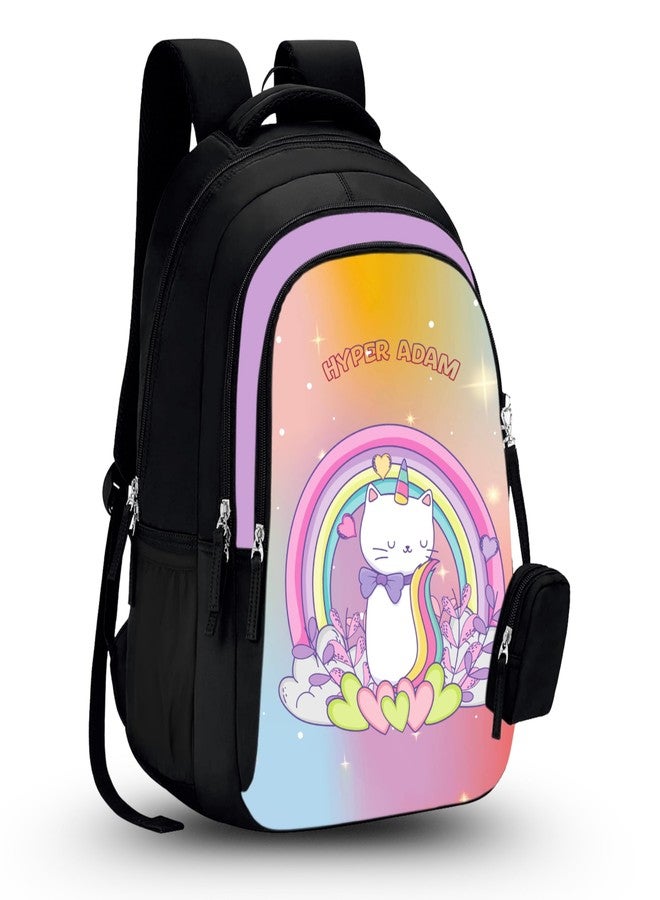 Hyper Adam Rainbow Kitty 35L Latest And Trendy Stylish Waterproof College/Casual/School Bag/Backpack For Kids, Boys, Girls, Men And Women | For Everyday Use Extra Pouch Available - Image 1
