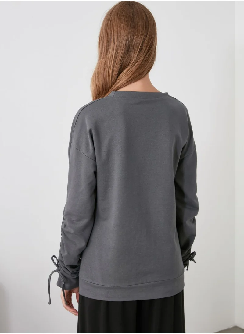 trendyol Ruched Sleeve Sweatshirt