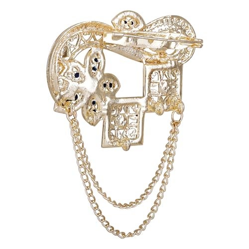 Mahi Navy Blue Meenakari Work Enamel Square and Floral Design Dual Layer Chain Shervani/Indowestern Brooch for Men (BP1101119GNBlu) - Image 3