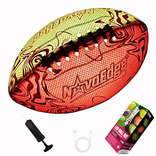 NovaEdge USBC Rechargeable Football with LED Lights Glow in The Dark Football 925inch DualColor LightUp Ball Night Play Sports Gift for Boys Girls Outdoor Games - Image 1