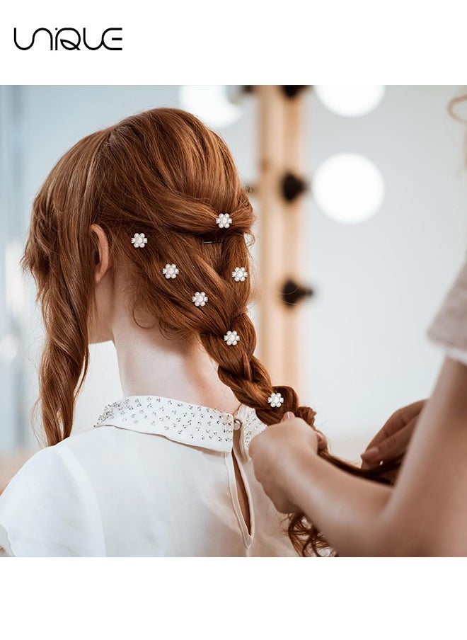 Unique Flower Hair Clips with Rhinestone, 20Pcs Cute Hair Claw Clips Mini Non Slip Hairpin Small Pearl Hair Pins Hair Barrettes Decorations for Girls Women Bridal Wedding Accessories  - Image 4