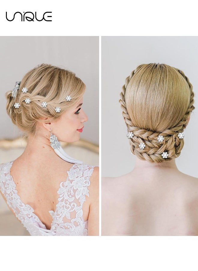 Unique Flower Hair Clips with Rhinestone, 20Pcs Cute Hair Claw Clips Mini Non Slip Hairpin Small Pearl Hair Pins Hair Barrettes Decorations for Girls Women Bridal Wedding Accessories  - Image 5