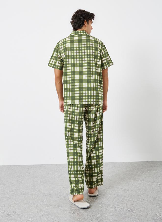 ستايلي طقم بيجاما من بنطال وقميص كاروهات بقصة مريحة - Image 5
