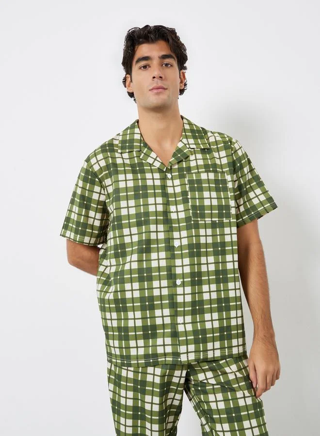 Styli Men Checked Relaxed Fit Shirt and Pyjama Set