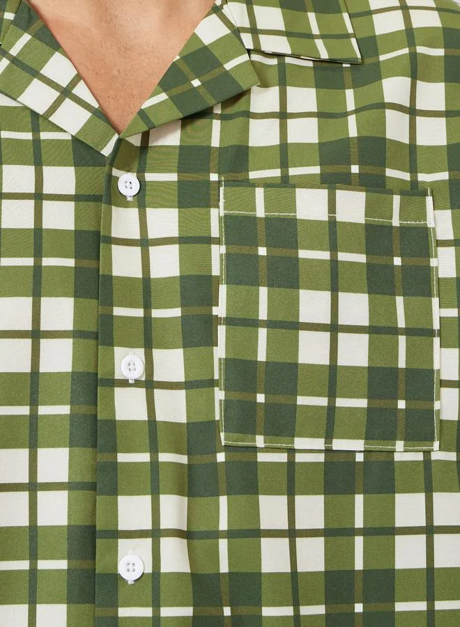Styli Olive Men Checked Relaxed Fit Shirt and Pyjama Set for Men | Best Price UAE