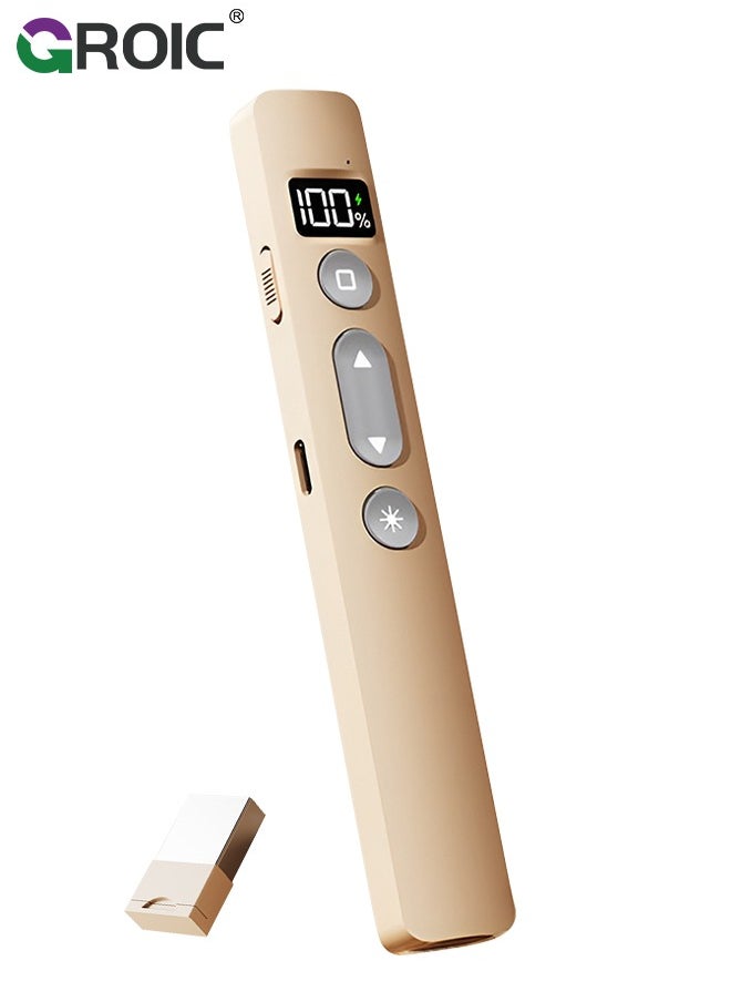 GROIC Presentation Clicker - Rechargeable Wireless Presenter with Battery Display Hyperlink, Page Up/Down, Full/Black Screen, RF 2.4GHz Remote Control PPT PowerPoint Clicker for Keynote/PPT/Mac/PC/Laptop  - Image 1