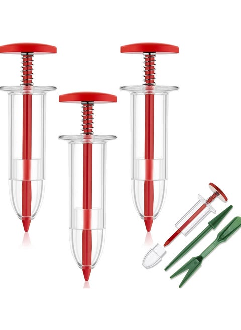 4 Pcs Mini Sowing Seed Dispenser Sower Small Seed Spreader with 2 Transplanting Tools Manual Handheld Seed Planter Mini Hand Spreader Garden Seed Planter for Carrot,Lettuce,Grass and Spinach