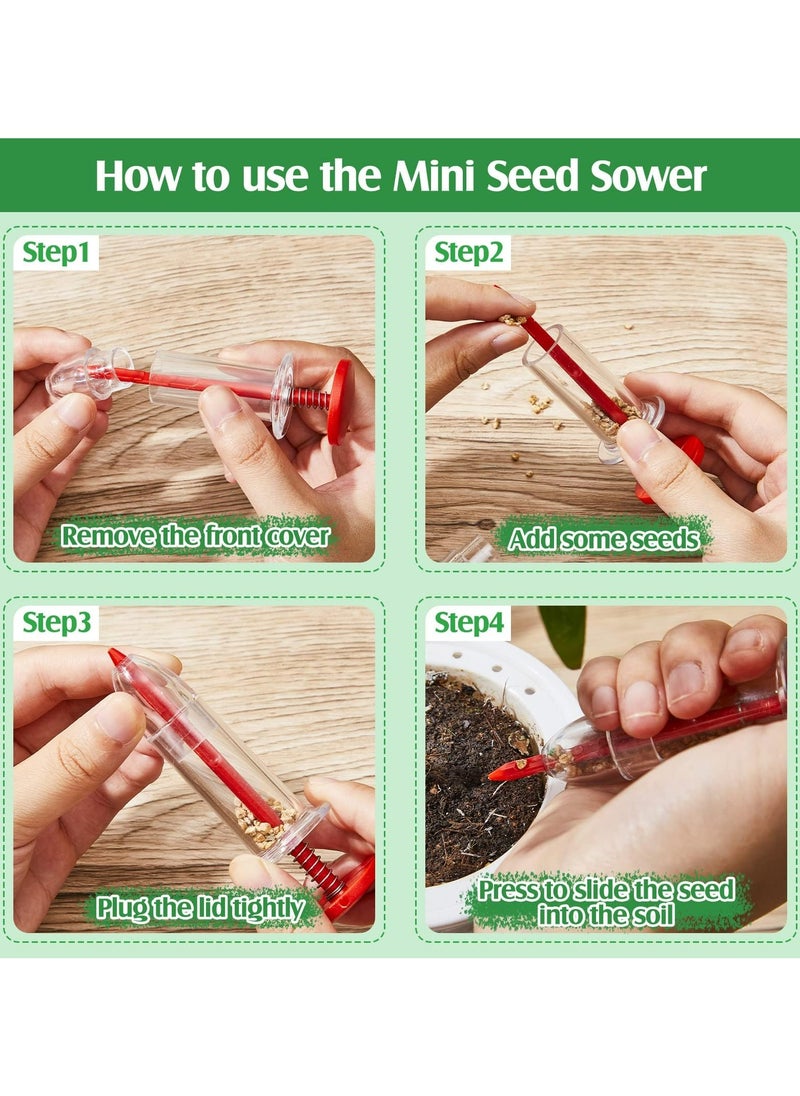 CMGTYYD - 4 Pcs Mini Sowing Seed Dispenser Sower Small Seed Spreader with 2 Transplanting Tools Manual Handheld Seed Planter Mini Hand Spreader Garden Seed Planter for Carrot,Lettuce,Grass and Spinach - Image 1