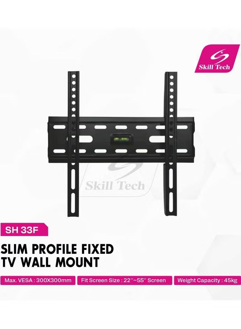 Skill Tech SH 33F Fixed TV Wall Mount Bracket for 22-55 Inch LED/LCD Screens, VESA 300x300, Slim 30mm Profile, Max Load 45kg – Black - Image 3