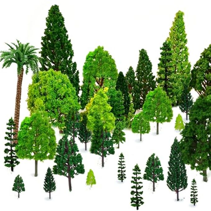 OrgMemory Mixed Model Trees, 29pcs, 1.5-6 inch(4-16 cm), Ho Scale Bushes, Diorama Supplies, Plastic Trees for Projects, Model Train Scenery with No Bases - Image 4