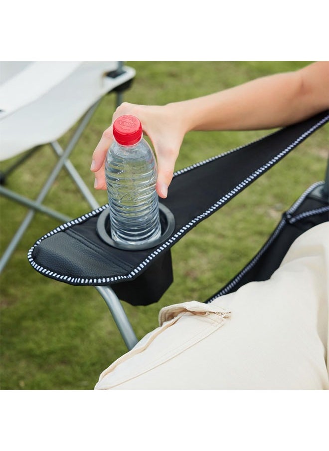 Hihonor - Reclining Camping Chair with Removable Footrest, Portable Adjustable Folding Camping Lounge Chair with Headrest Cup Holder Storage Bag for Fishing, Camp, Picnics, Beach, Lawn, Black - Image 1
