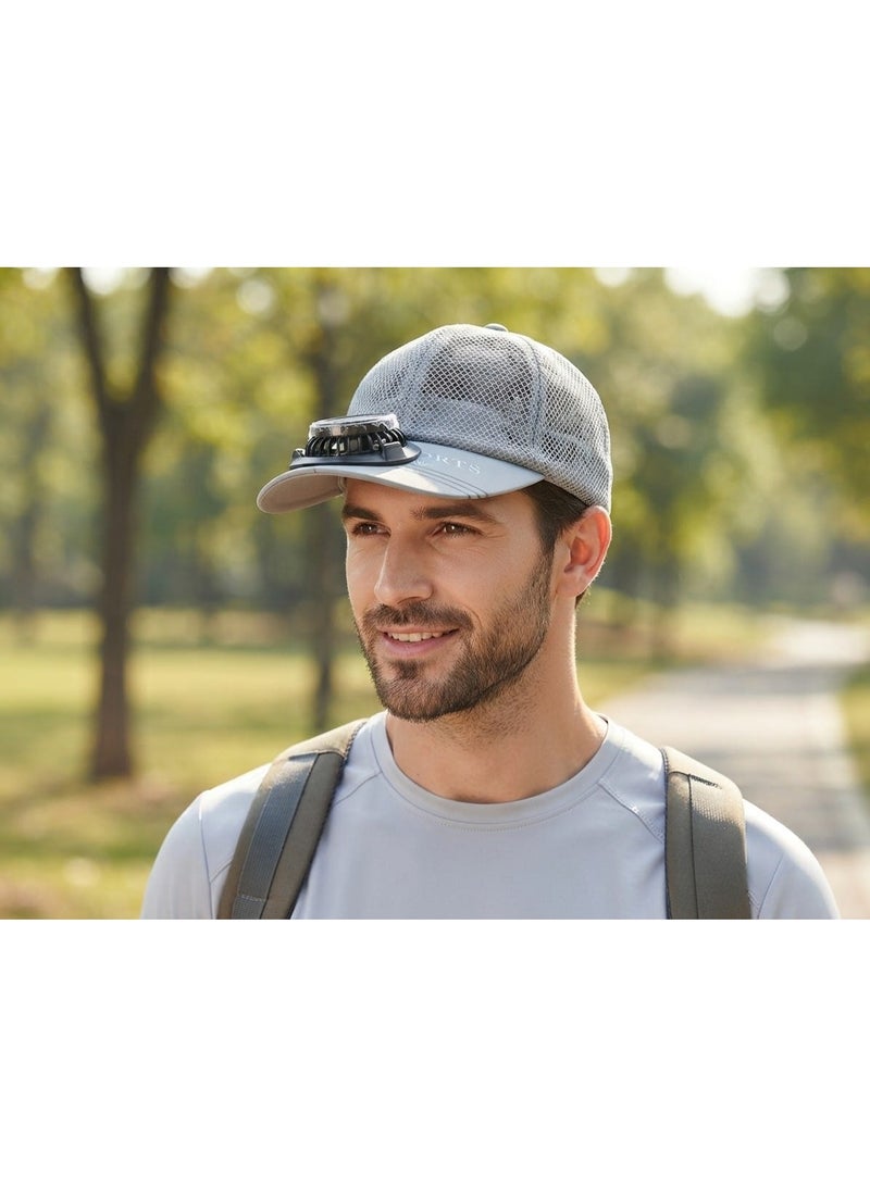 Trendoza Solar Powered Cooling Fan Cap | USB Rechargeable Breathable Baseball Hat with Built-in Fan for Outdoor Activities, Travel, Hiking | Dark Grey - Image 2
