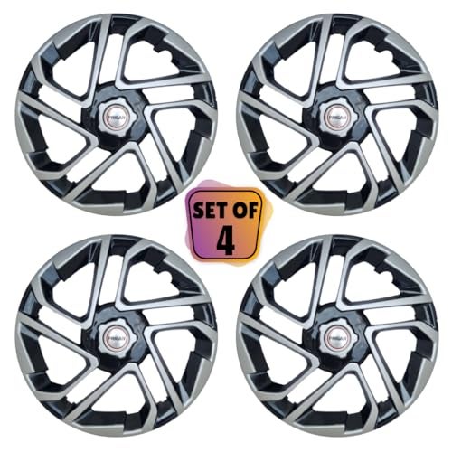PRIGAN Universal 16 Inch Wheel Cover, Silver Black Wheel Cap (Available in 13,14,15,16 Inch) (Set of 4 Pcs) (Press Fitting) Model- Antique Silver Black-16 - Image 2