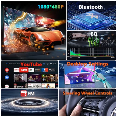 LSLYA Single Din Radio, Touchscreen Car Stereo for Wireless Apple Carplay,Android Auto, Radio para Carro with FM/USB/Mirror Link/Rear Camera/Car Steering Wheel Controller/Mirophone/Type-c/Aux - Image 3