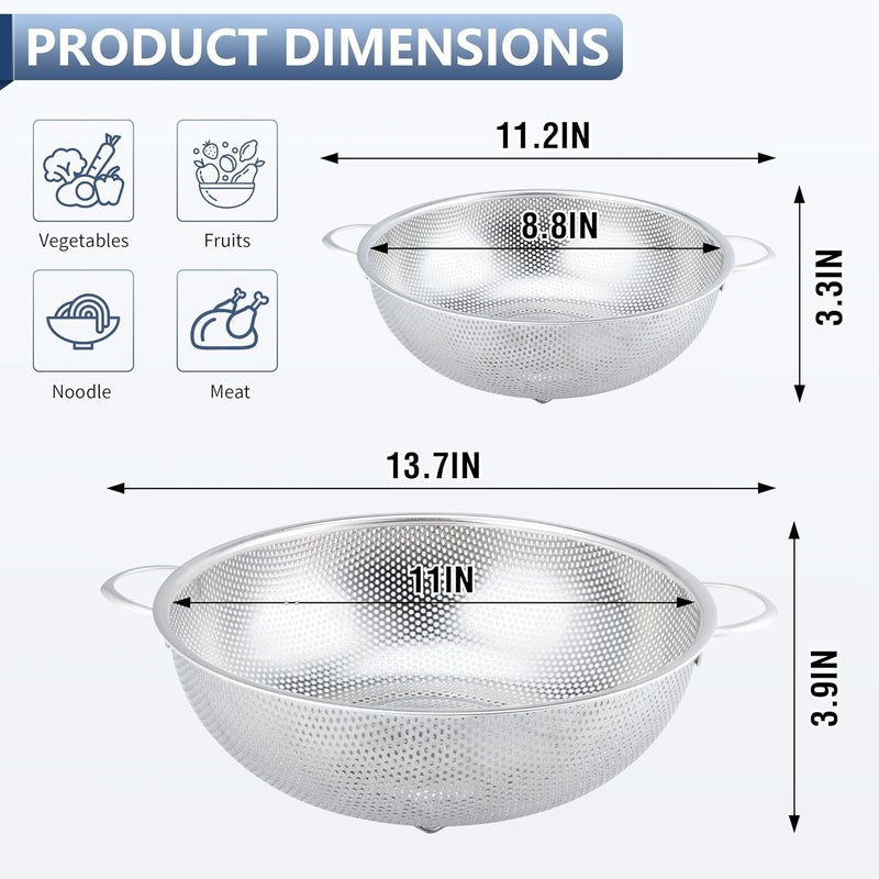 Gulex Colander Stainless Steel 5-Quart, Metal Strainers with Base, Strainer for Kitchen Food, Dishwasher Safe - Image 2