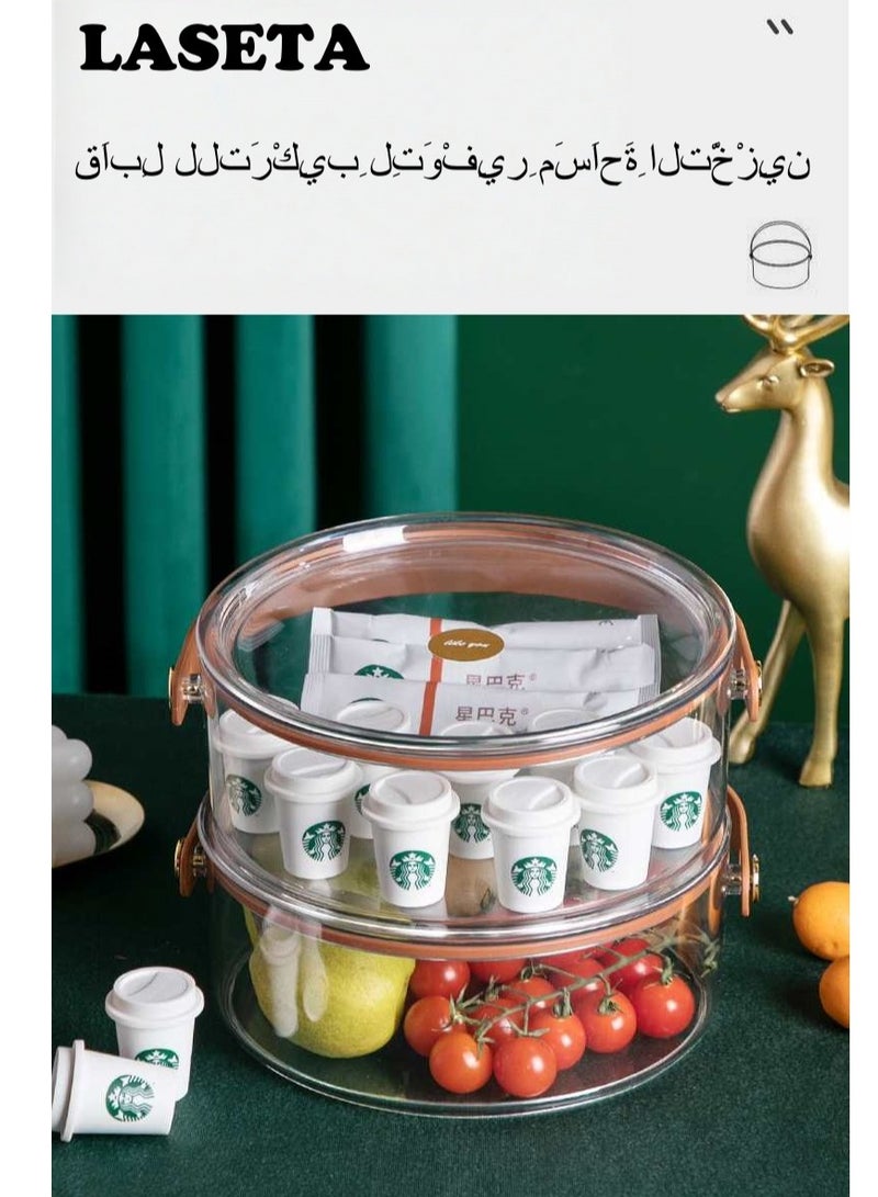 Laseta صينية شفافة متعددة الاستخدامات مع غطاء، للفواكه والحلويات والمشروبات الباردة - Image 2