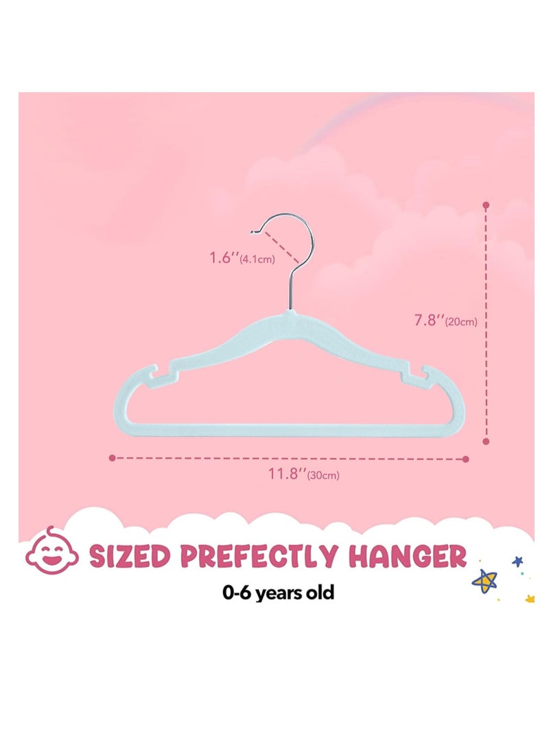Red Dot Gift Red Dot Gift® Pack of 30 Baby Velvet Clothes Hangers 30cm Heavy Duty Durable Kids Clothes Hangers (Light Blue)  - Image 2