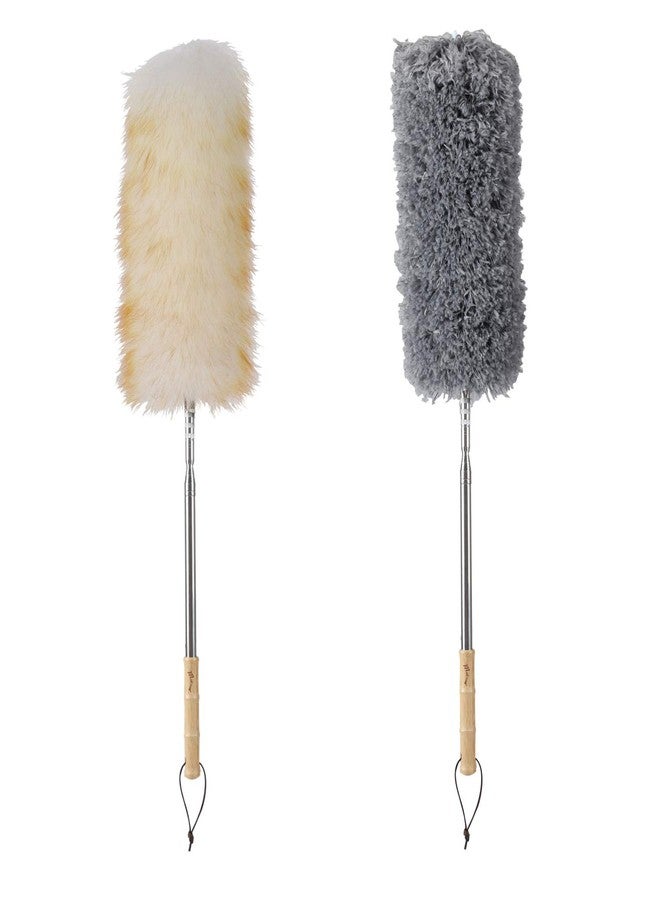 Midoneat Lambswool and Microfiber Duster, 2 Counts, Long Reach/Extendable Duster Up to 86" for Cleaning High Ceiling Fan, Interior Roof, Cobweb, Keyboard, Furniture - Image 1